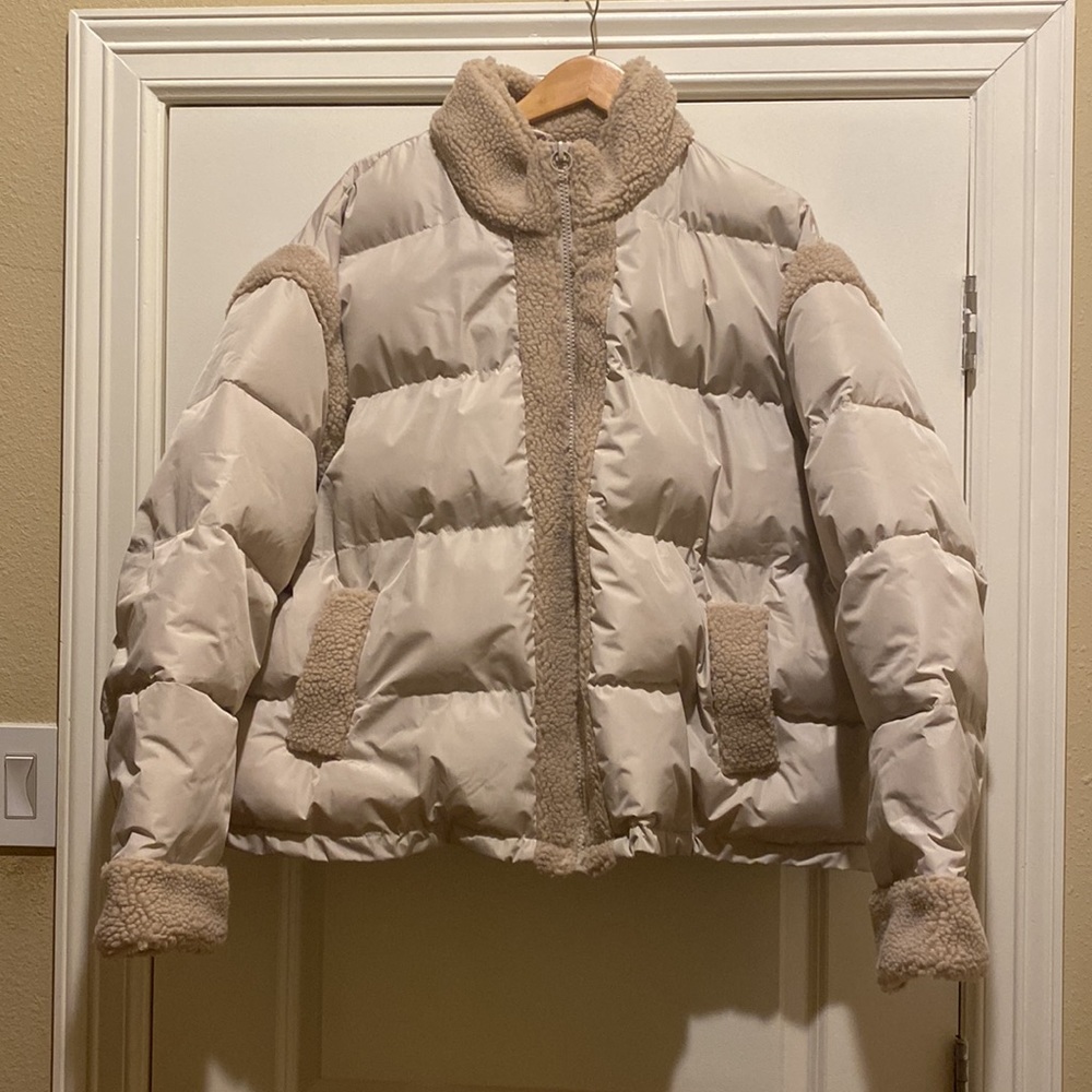 ASOS DESIGN Curve sherpa paneled puffer jacket - Picture 5 of 9